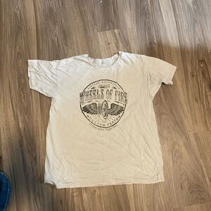 Garage Cream Short Sleeve Graphic Tee with Black Motorcycle Emblem